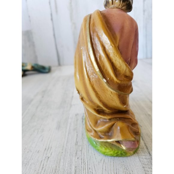 Chalkware Joseph Shepherd nativity village large Xmas decor - Picture 4 of 9